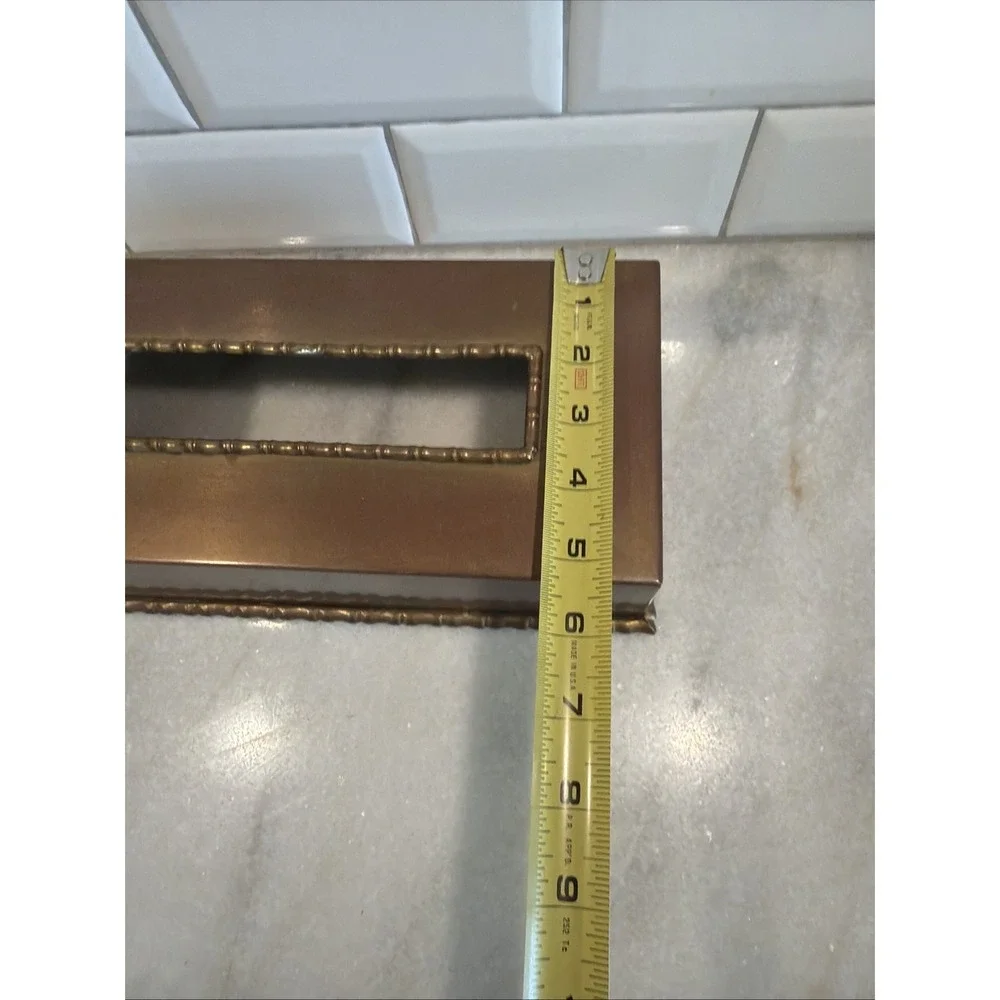 Vintage‎ Hollywood REGENCY Bronzed Brass Tissue Box Cover Bamboo Trim Look ES004